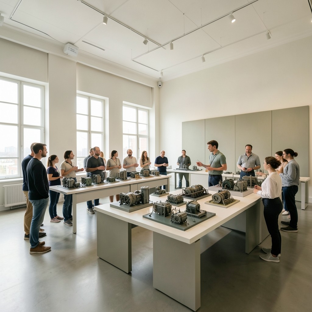 Visitors touring the Alderway layout studio during an open day